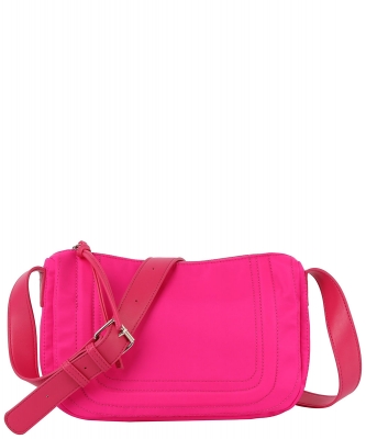 Stitched Nylon Messenger Crossbody L-0332-M FUCHSIA